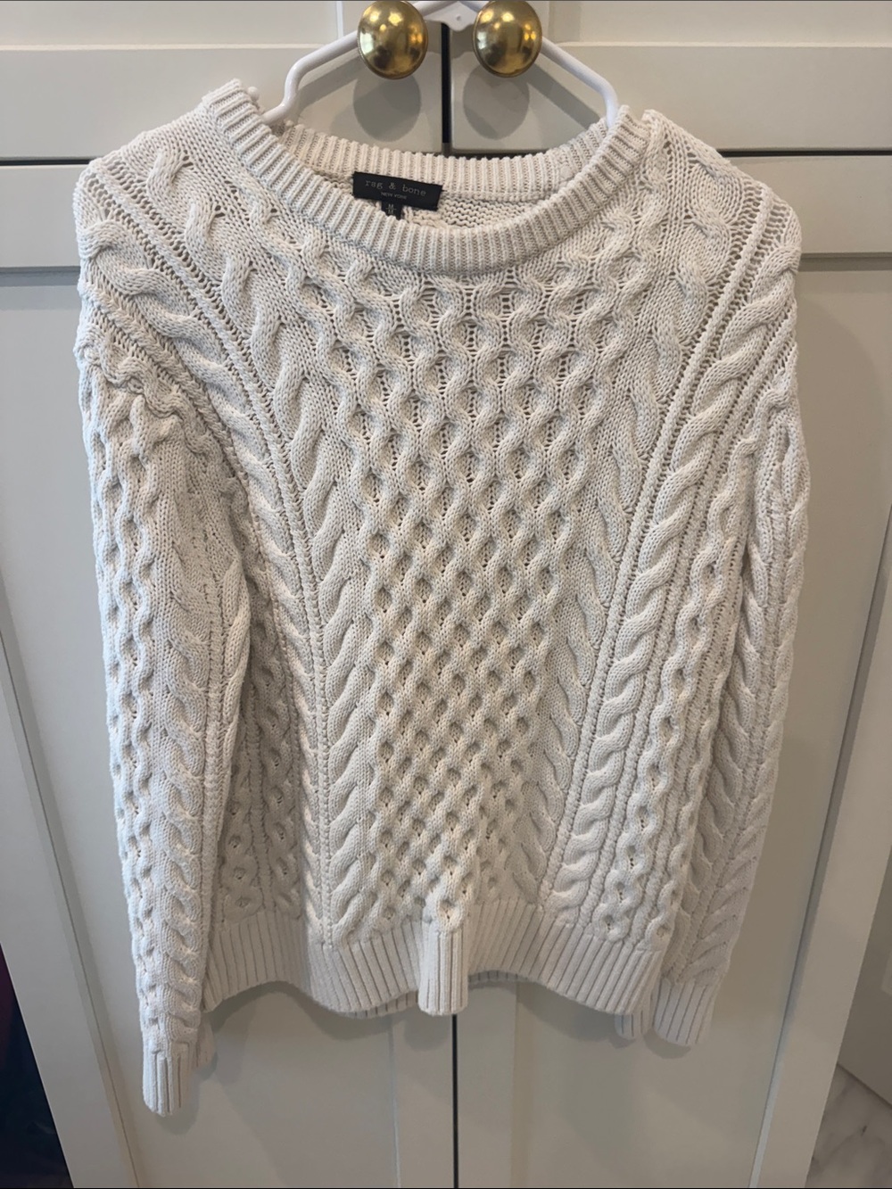 & Other Stories Off-White Cable Knit Crewneck Sweater